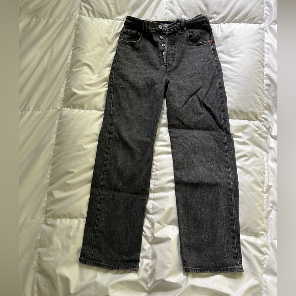 Levi’s Ribcage Straight Ankle Women's Black Grey Jeans